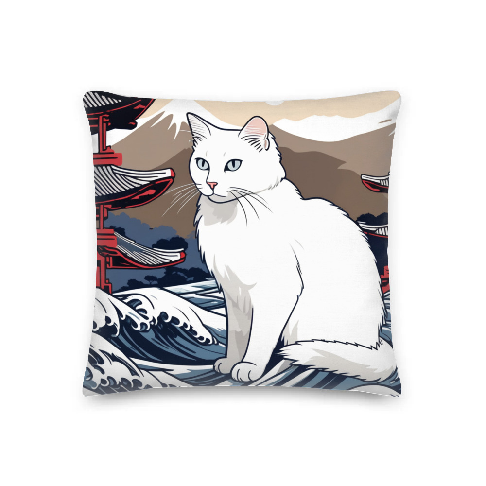 PugMug Custom White Companion Cat Premium Pillow