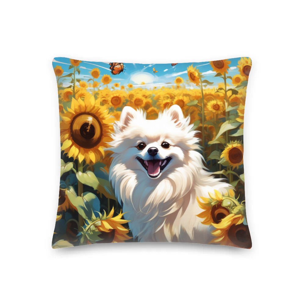 PugMug Custom White Pomeranian Premium Pillow