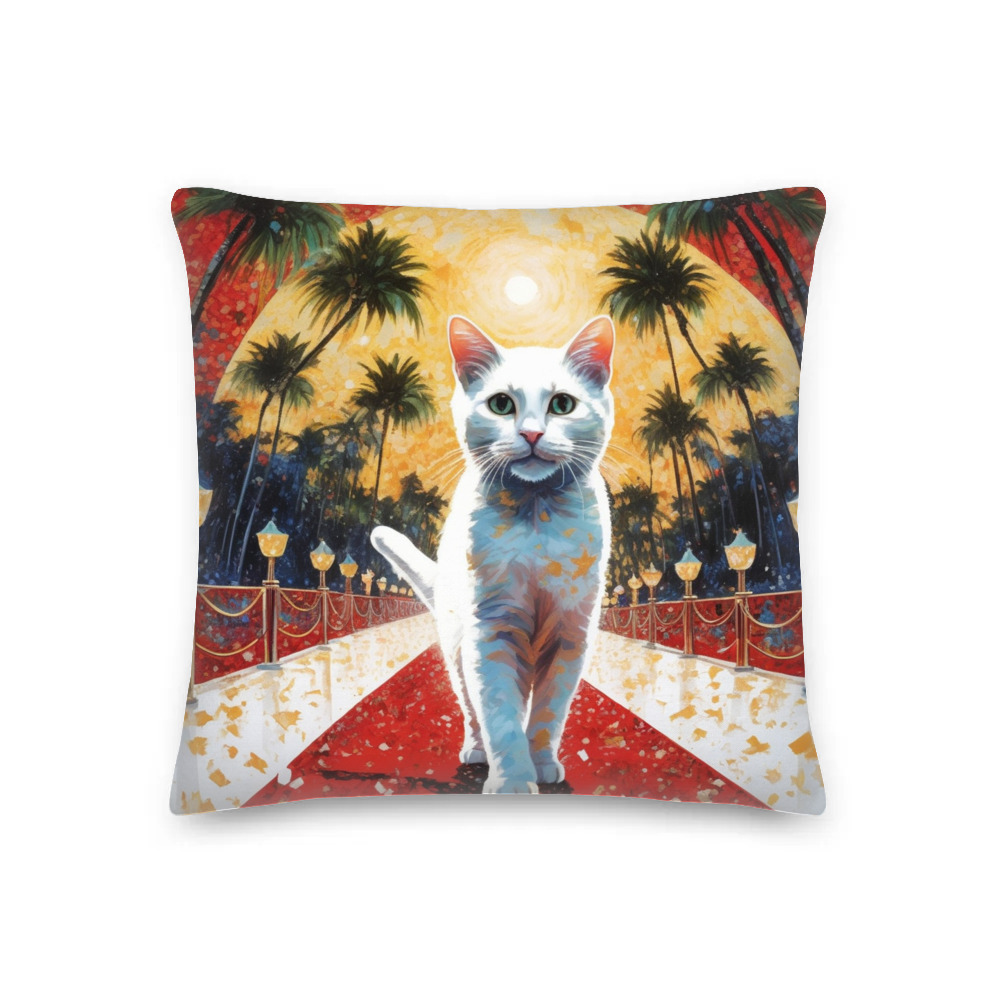 PugMug Custom White Companion Cat Premium Pillow