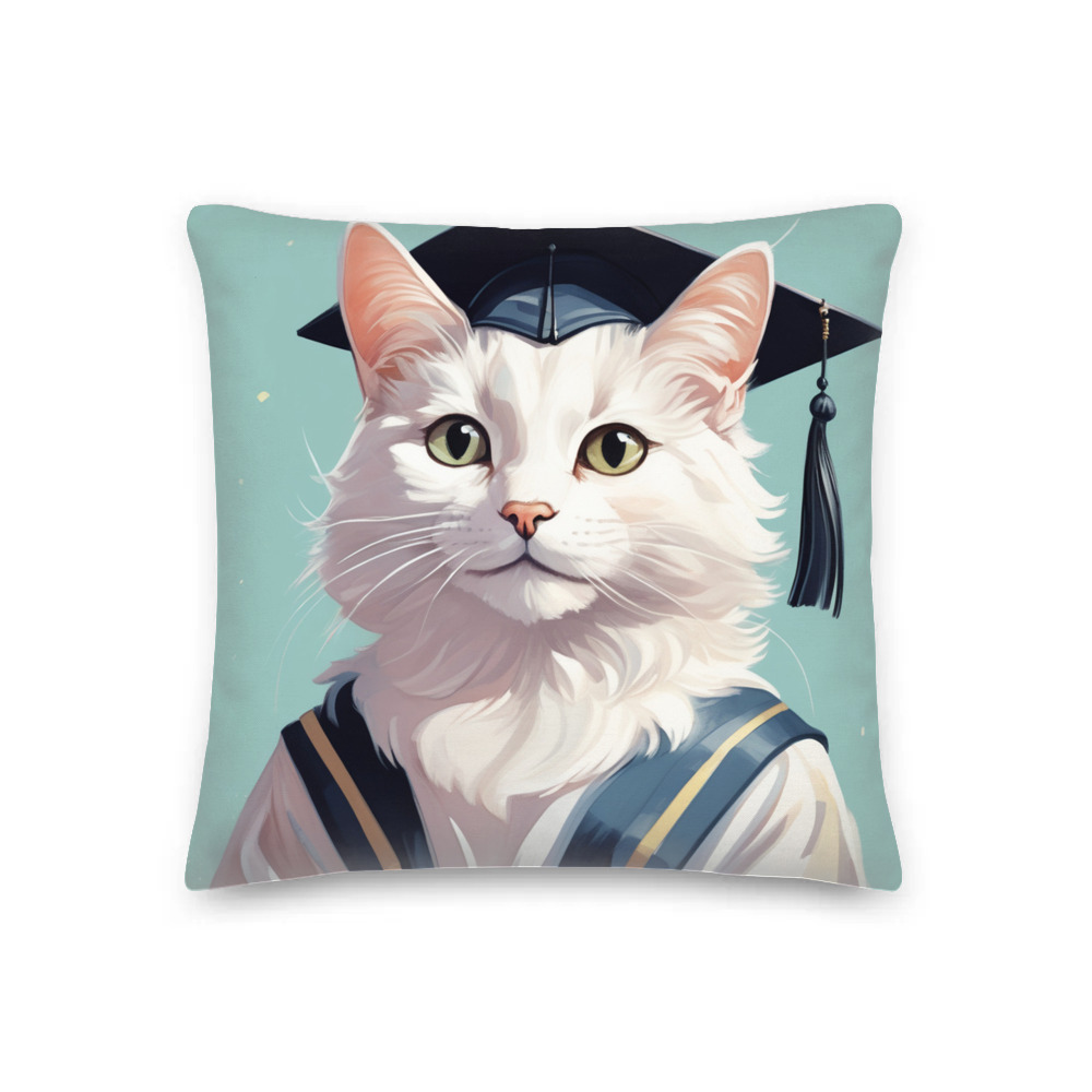 PugMug Custom White Companion Cat Premium Pillow