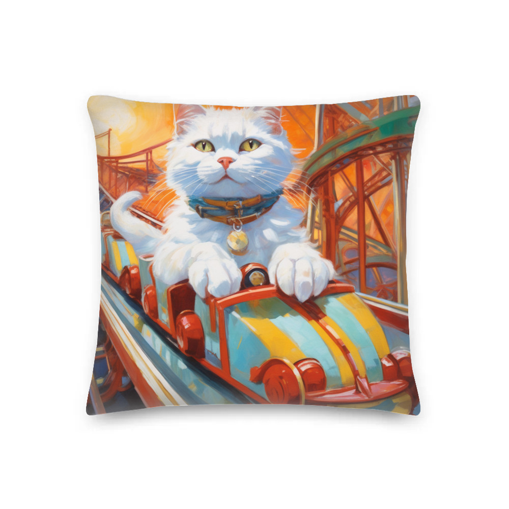 PugMug Custom White Companion Cat Premium Pillow