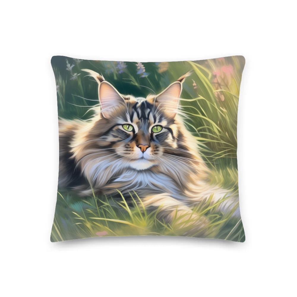 PugMug Custom Tabby Maine Coon Cat Premium Pillow
