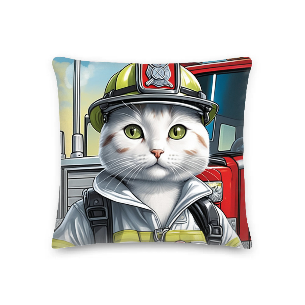PugMug Custom White Companion Cat Premium Pillow