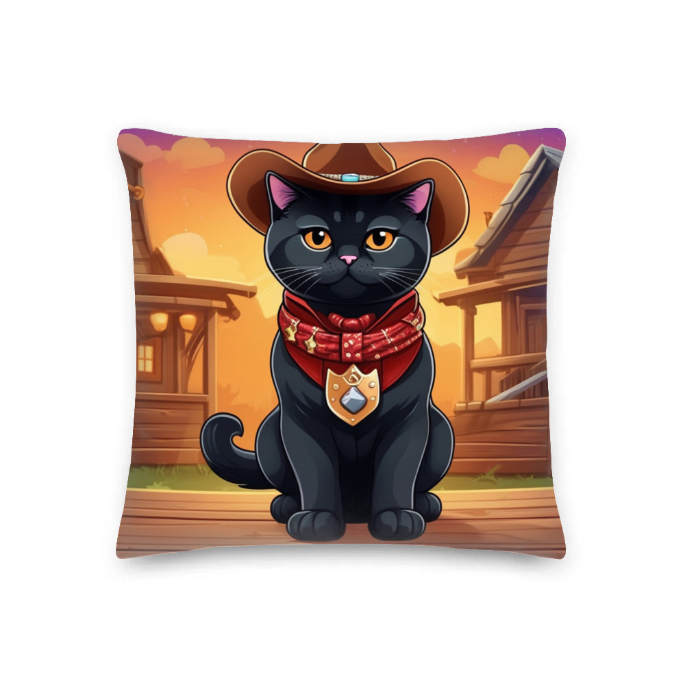 PugMug Custom Black British Shorthair Cat Premium Pillow