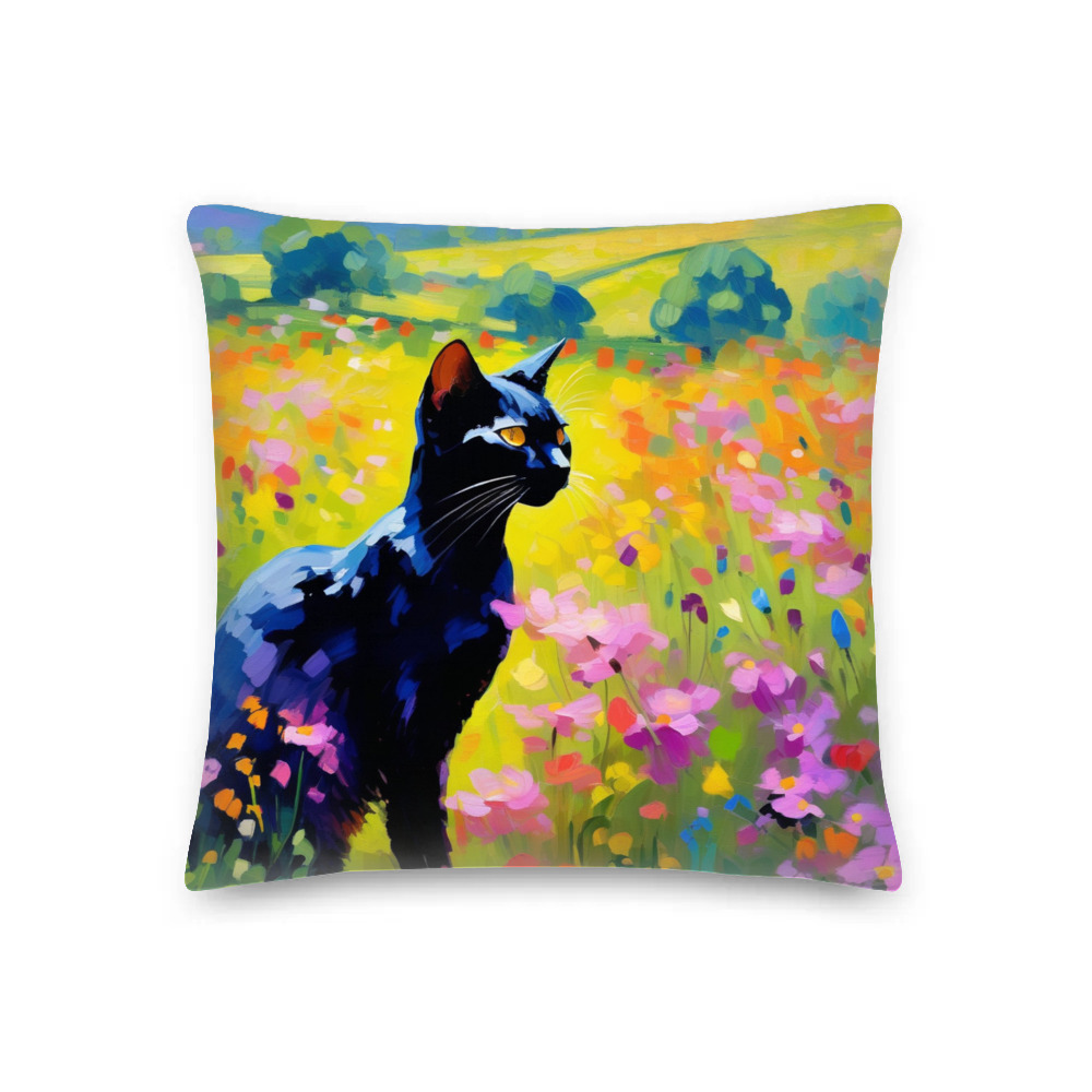 PugMug Custom Black Abyssinian Cat Premium Pillow