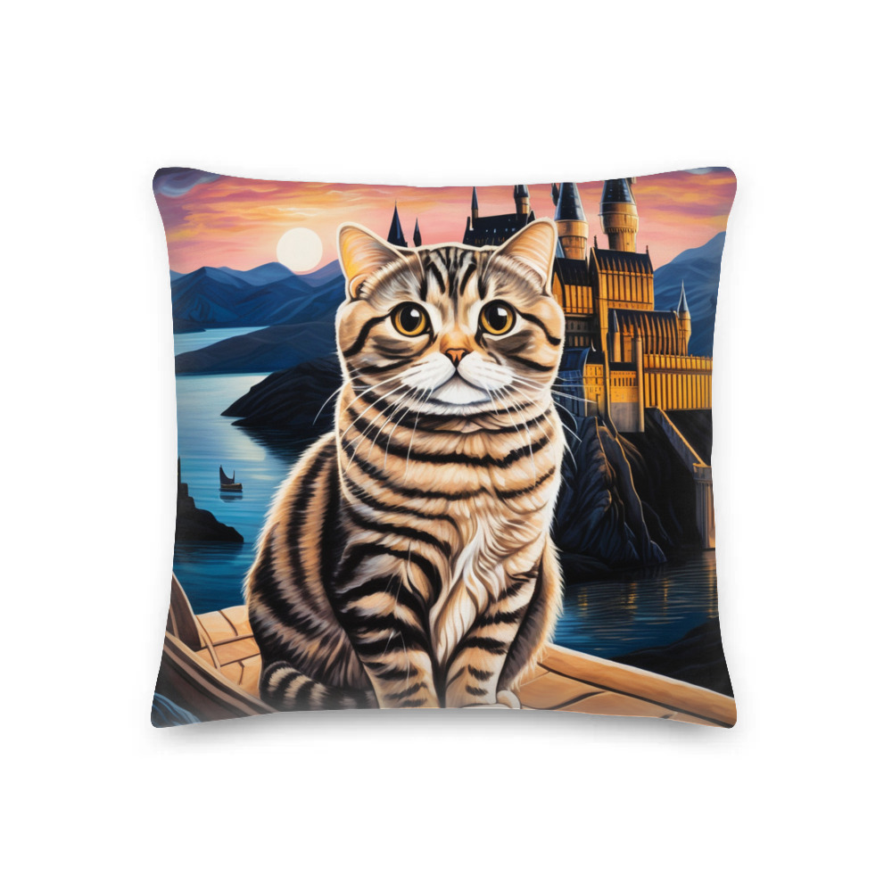 PugMug Custom Tabby Scottish Fold Cat Premium Pillow