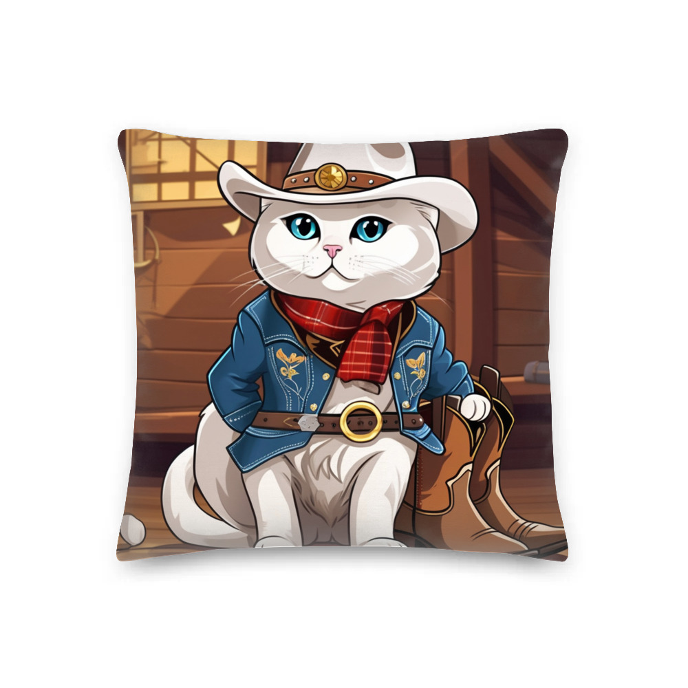 PugMug Custom White Scottish Fold Cat Premium Pillow