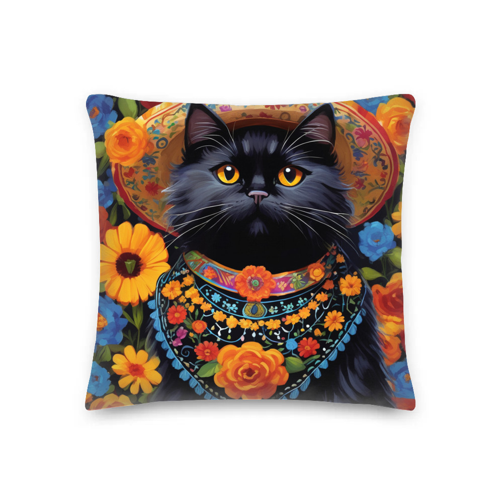 PugMug Custom Black Persian Cat Premium Pillow