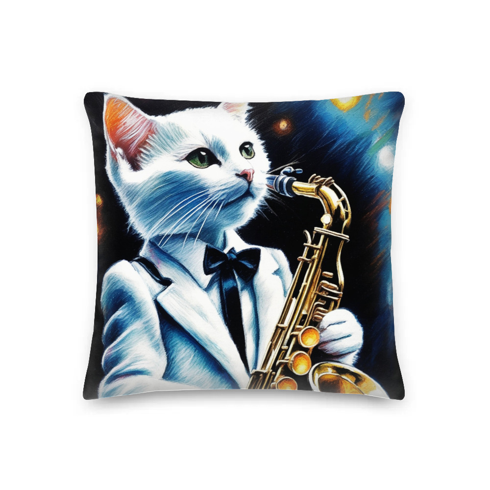 PugMug Custom White Companion Cat Premium Pillow