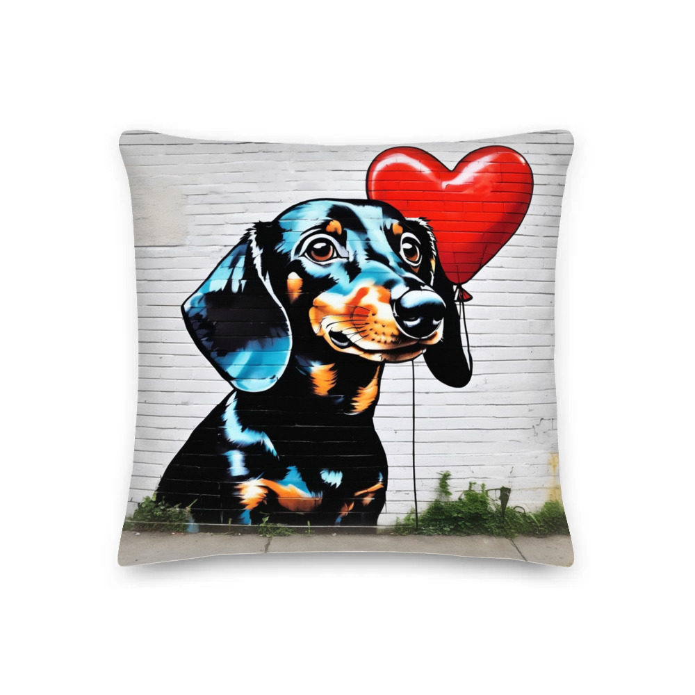 PugMug Custom Black Dachshund Premium Pillow