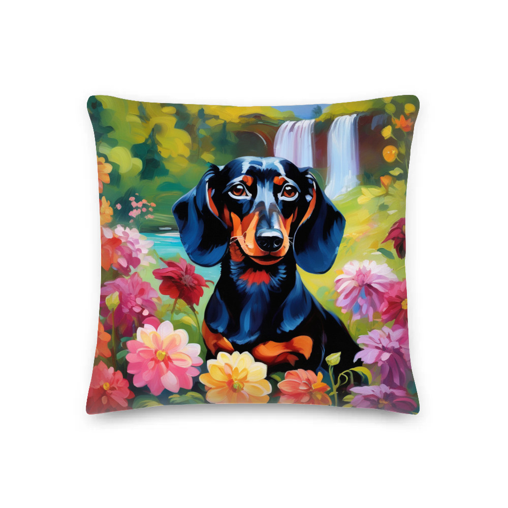 PugMug Custom Black Dachshund Premium Pillow