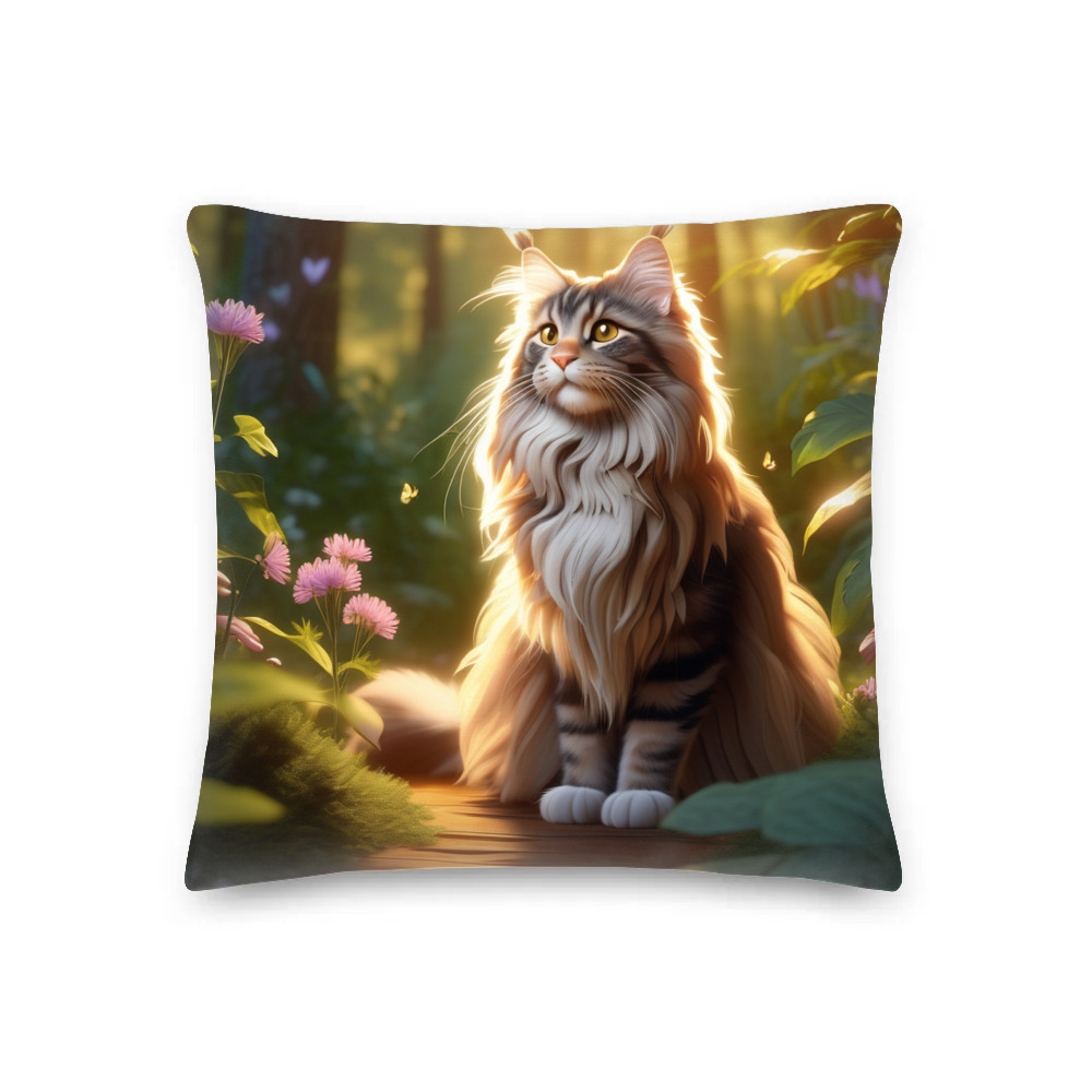 PugMug Custom Tabby Maine Coon Cat Premium Pillow