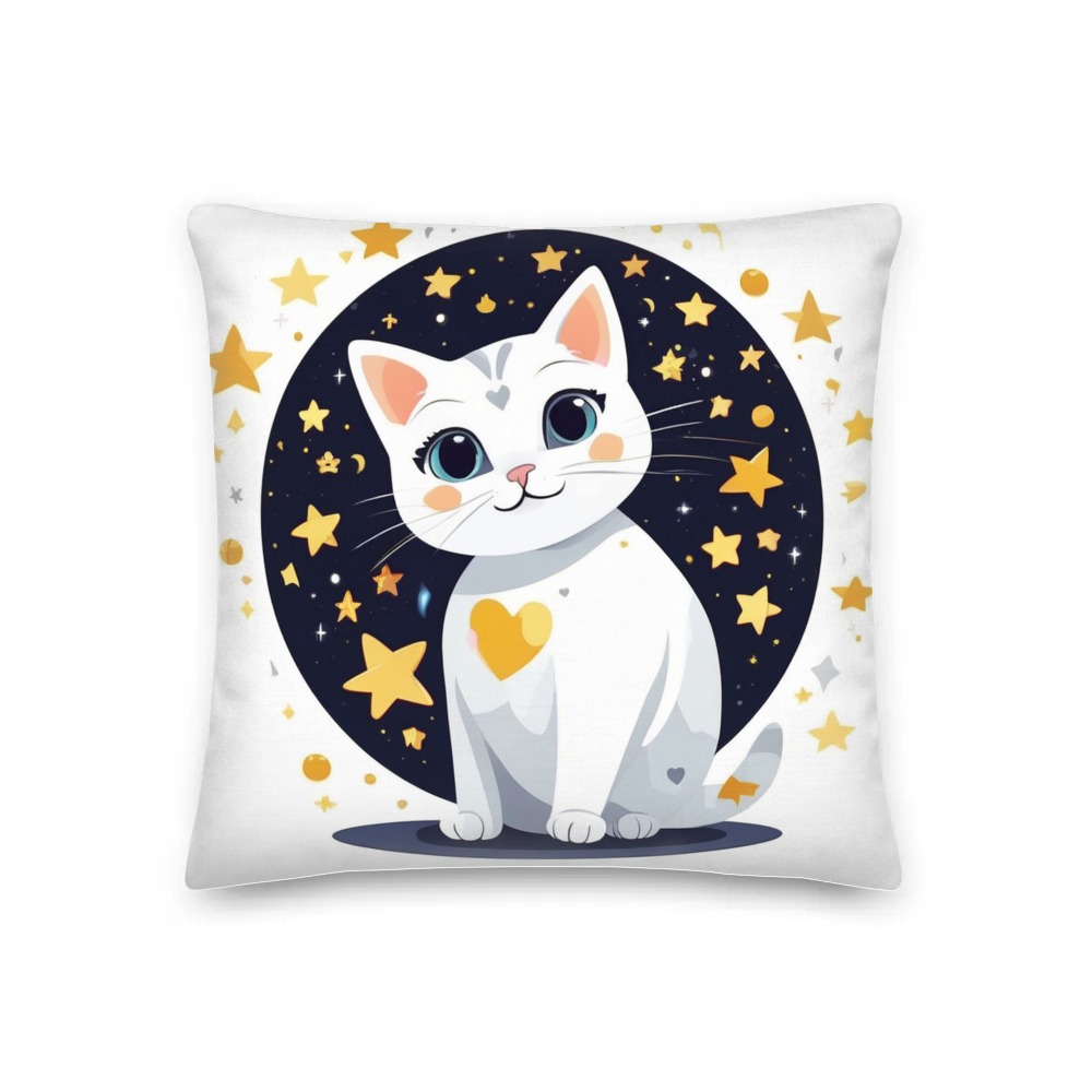 PugMug Custom White Companion Cat Premium Pillow