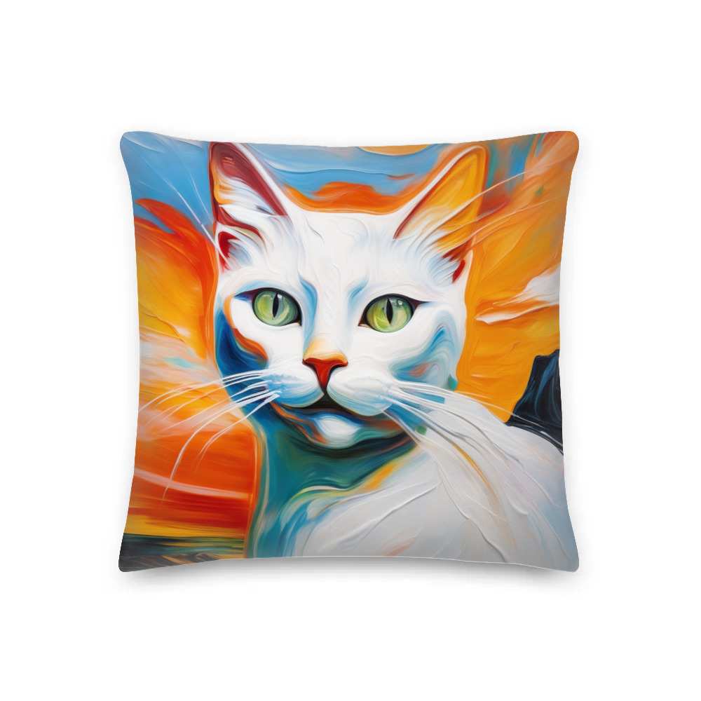 PugMug Custom White Companion Cat Premium Pillow