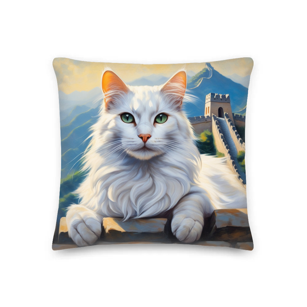 PugMug Custom White Companion Cat Premium Pillow