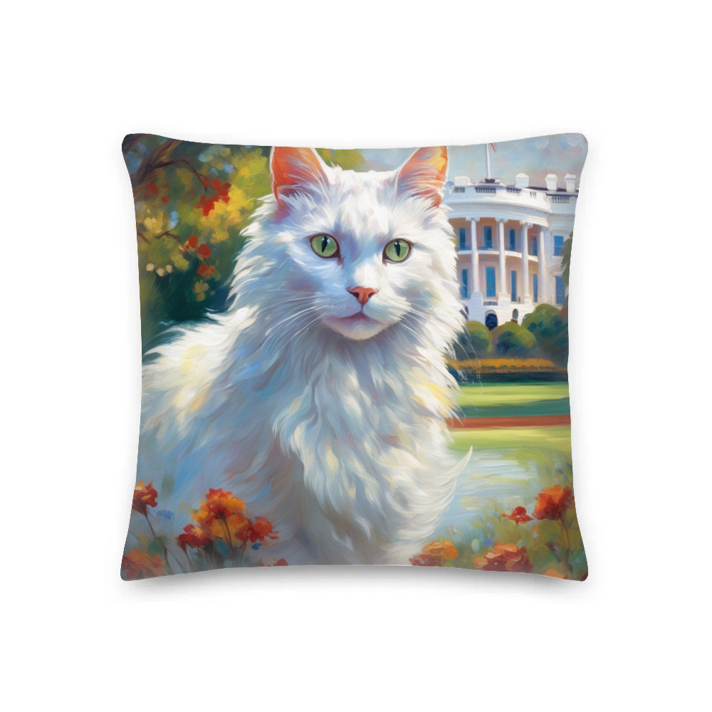 PugMug Custom White Companion Cat Premium Pillow