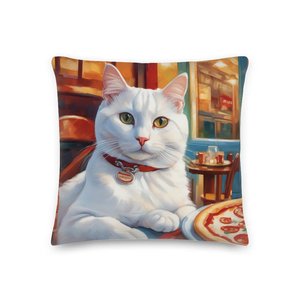 PugMug Custom White Companion Cat Premium Pillow