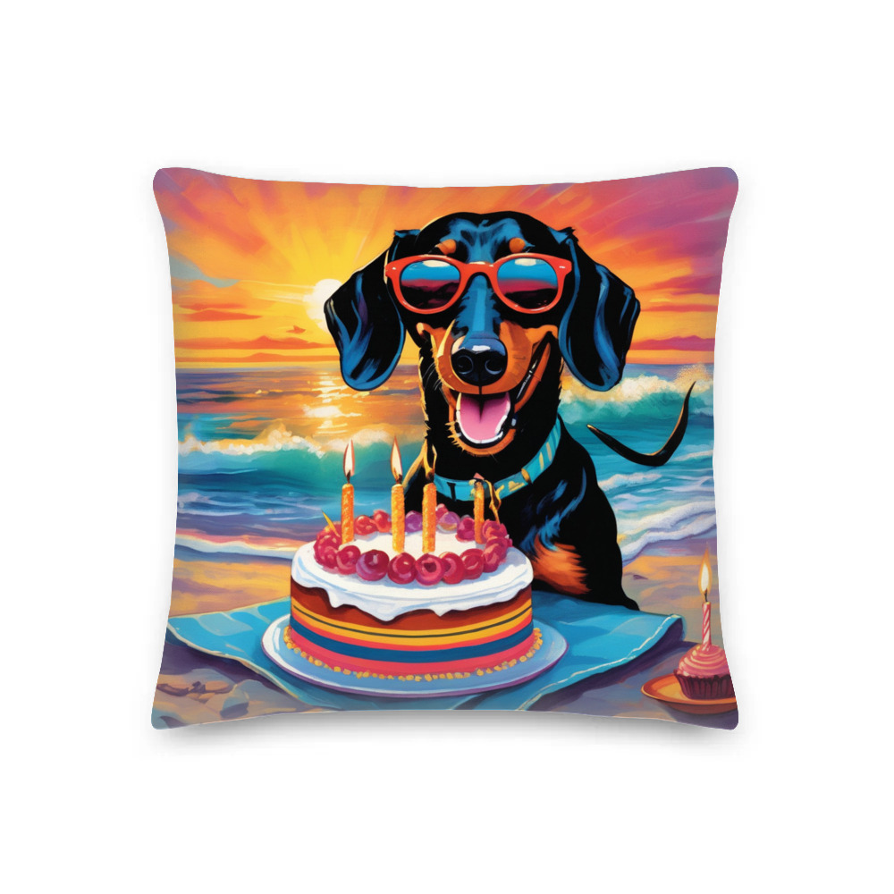 PugMug Custom Black Dachshund Premium Pillow