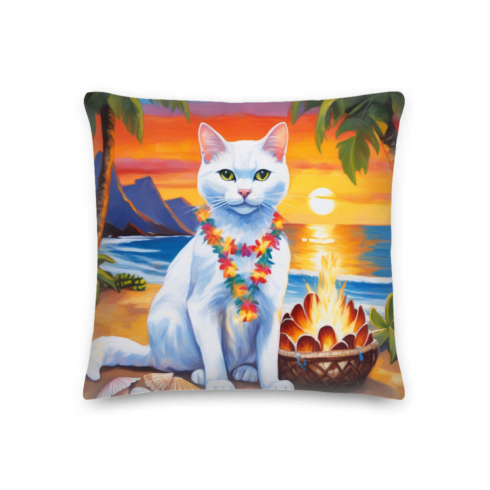 PugMug Custom White Companion Cat Premium Pillow