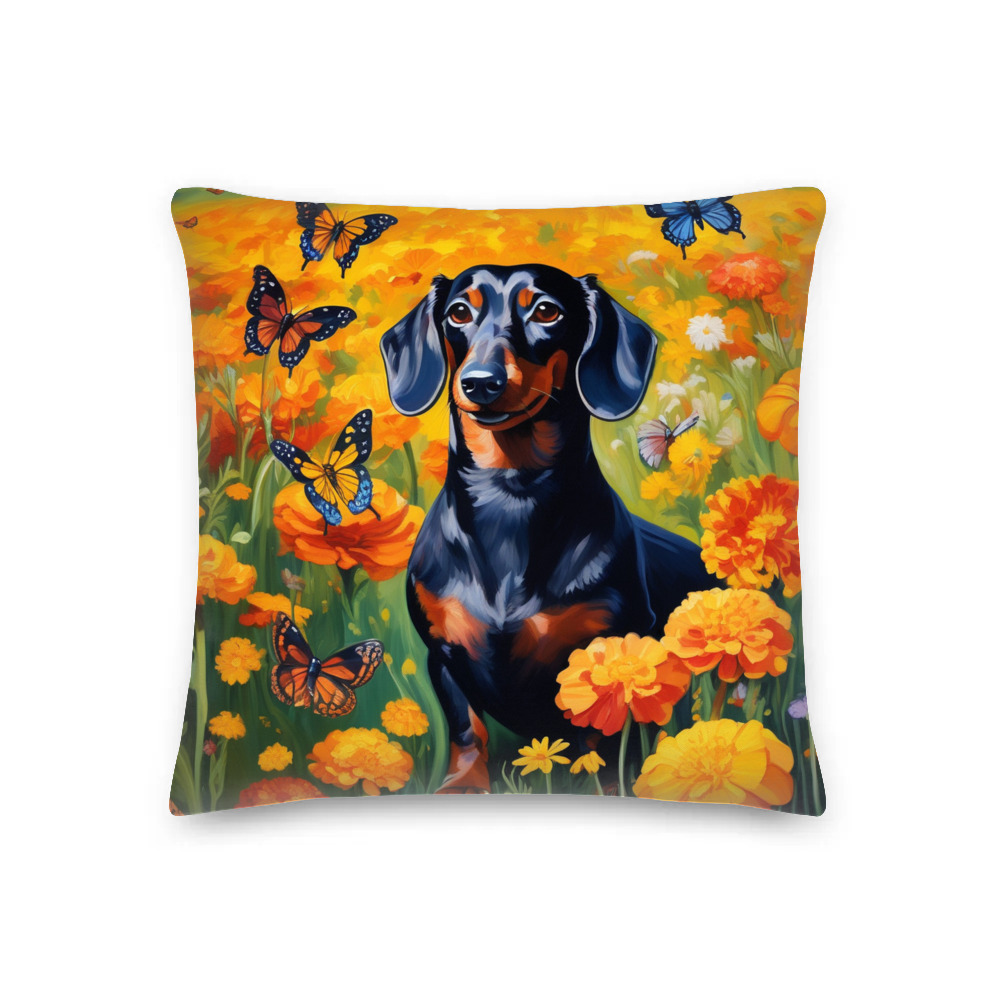 PugMug Custom Black Dachshund Premium Pillow