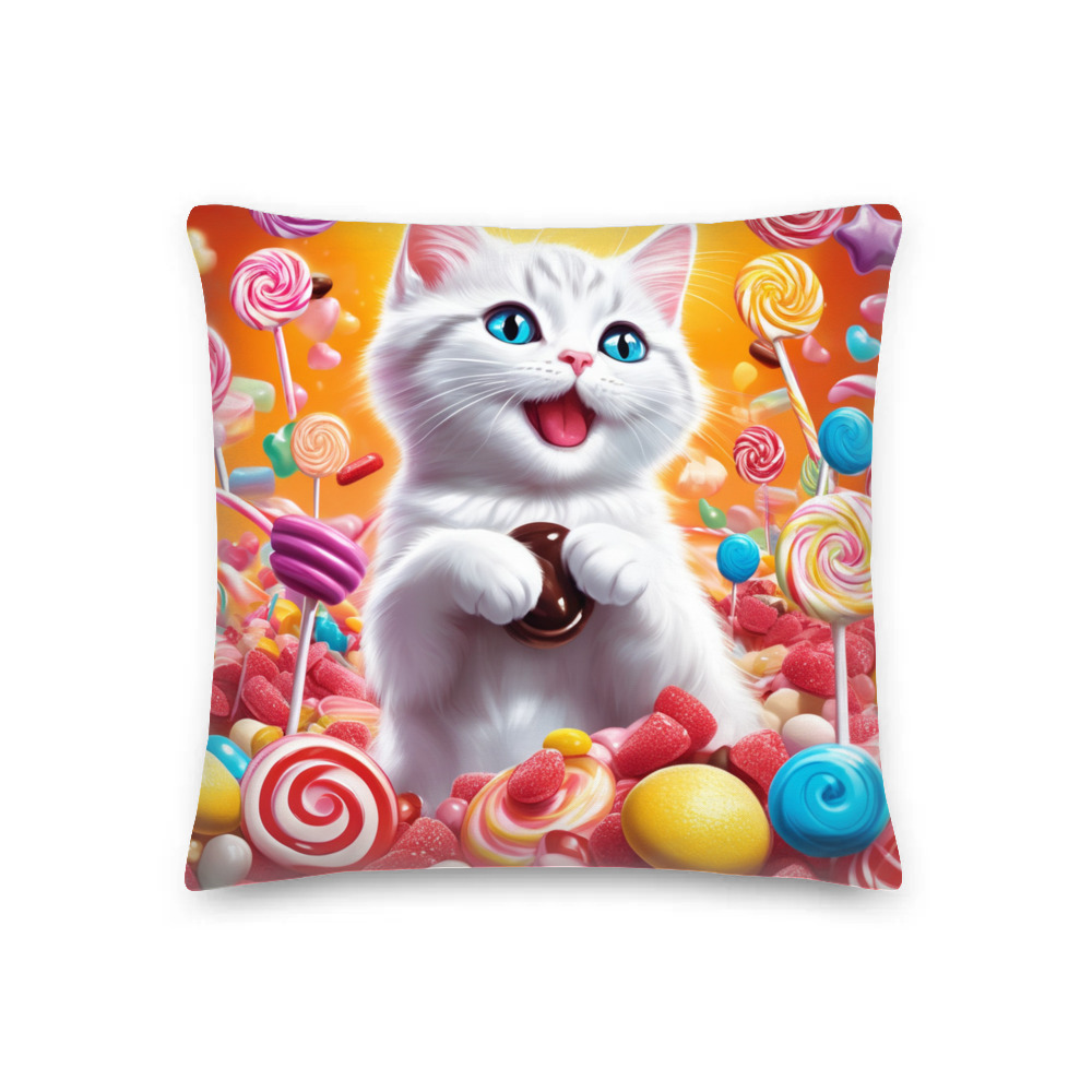 PugMug Custom White Companion Cat Premium Pillow