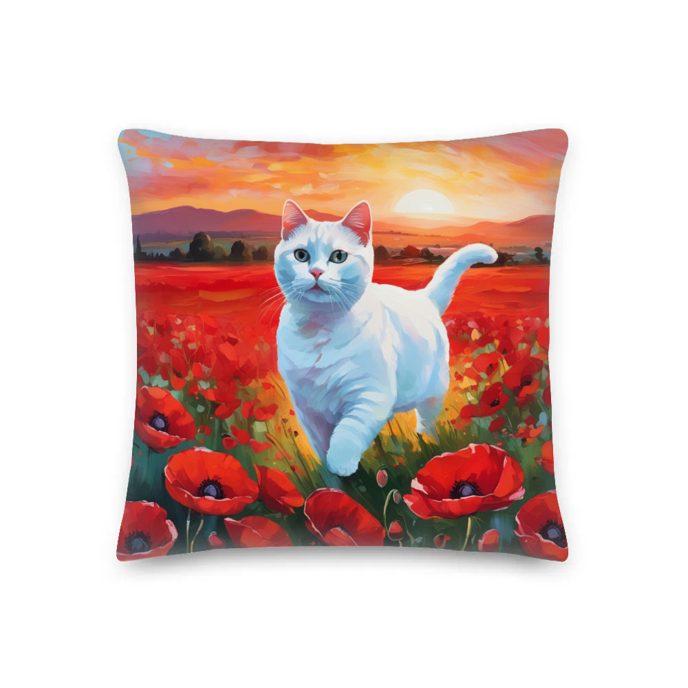 PugMug Custom White Companion Cat Premium Pillow