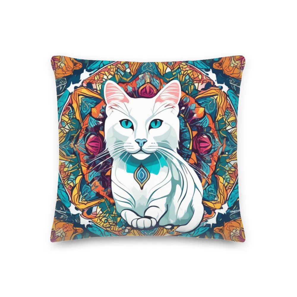 PugMug Custom White Companion Cat Premium Pillow