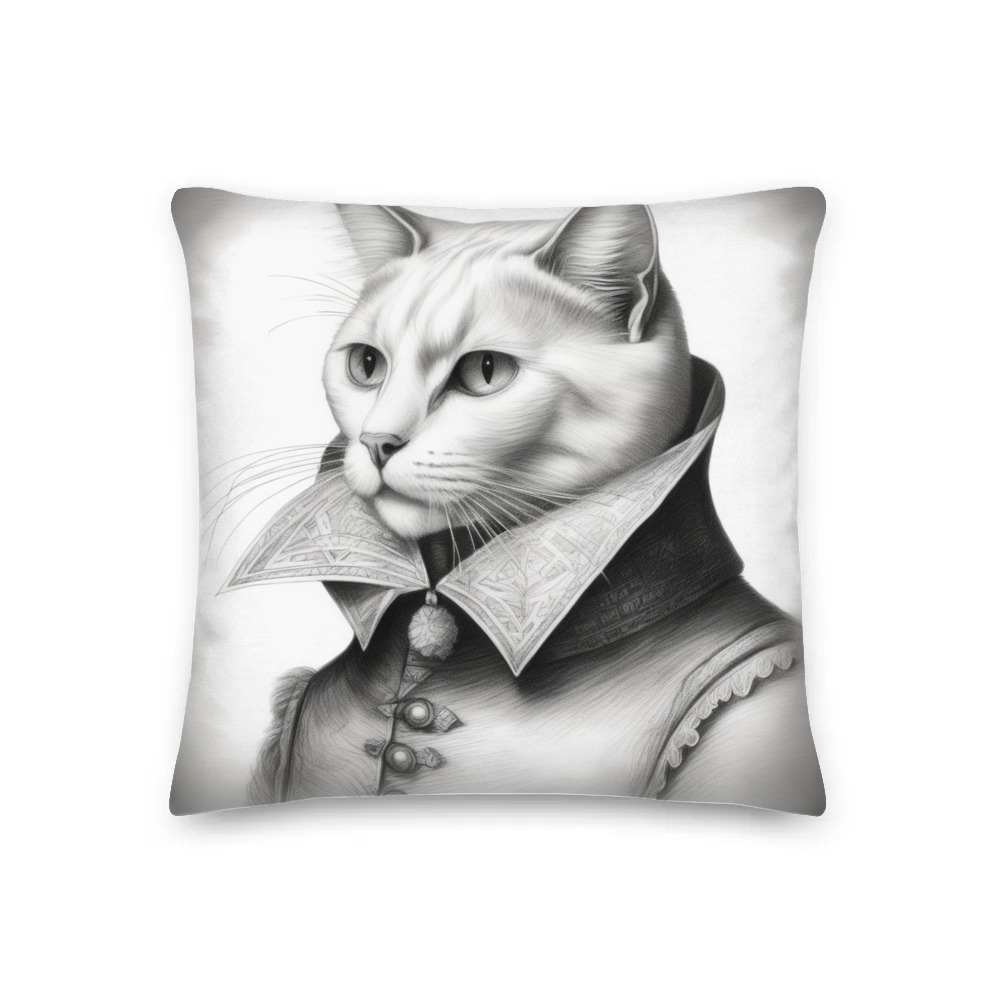 PugMug Custom White Companion Cat Premium Pillow