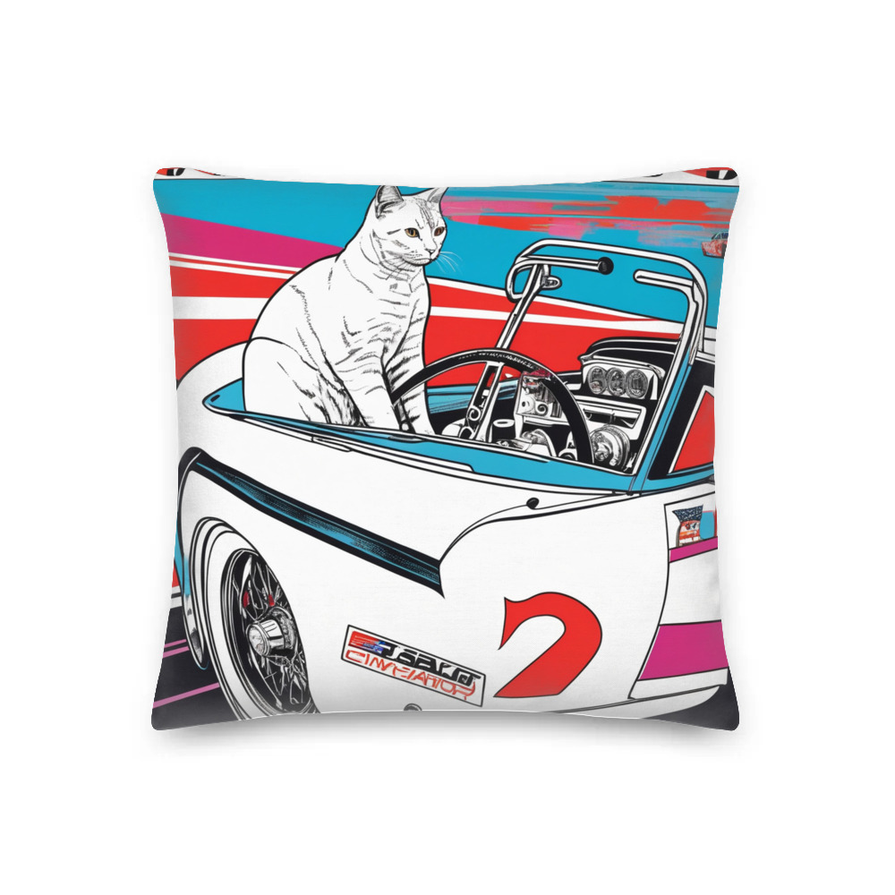 PugMug Custom White Companion Cat Premium Pillow