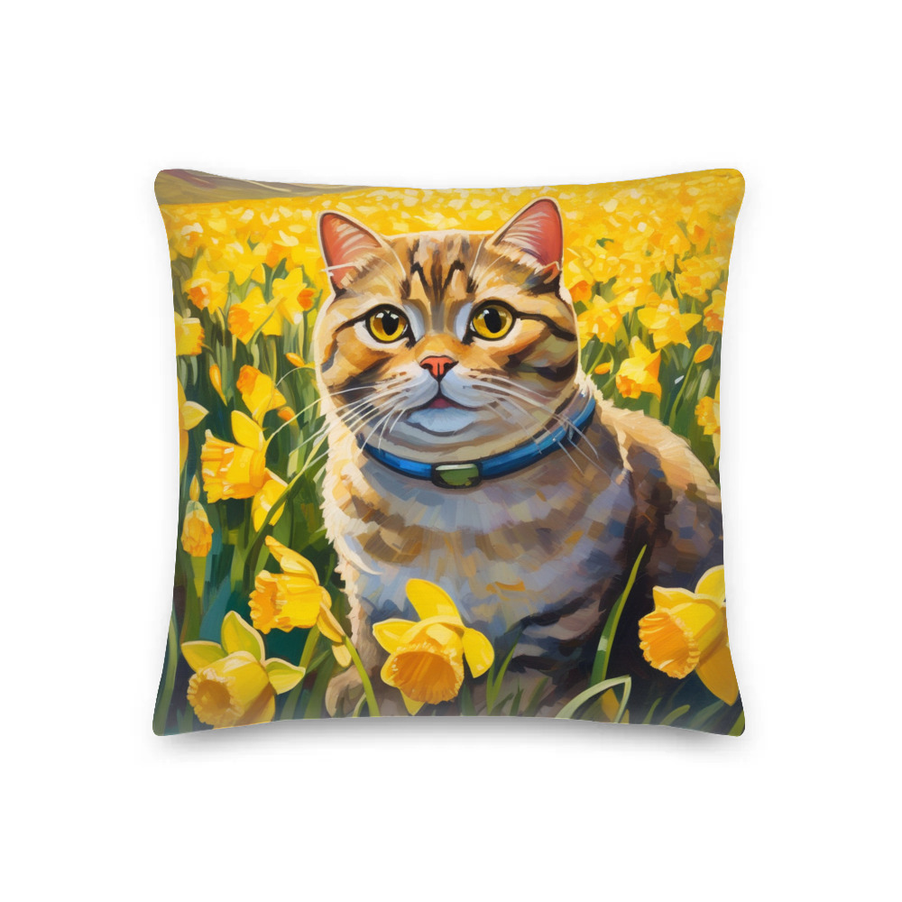 PugMug Custom Tabby Scottish Fold Cat Premium Pillow