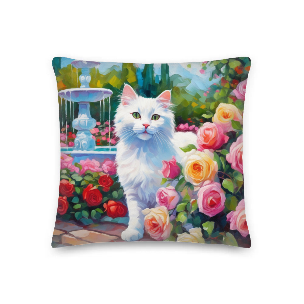 PugMug Custom White Companion Cat Premium Pillow