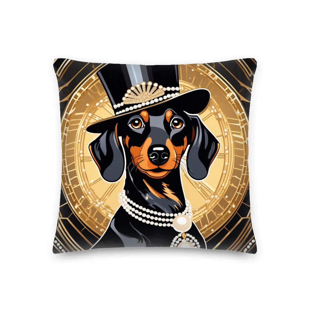 PugMug Custom Black Dachshund Premium Pillow