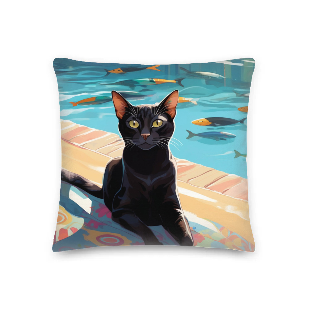 PugMug Custom Black Abyssinian Cat Premium Pillow