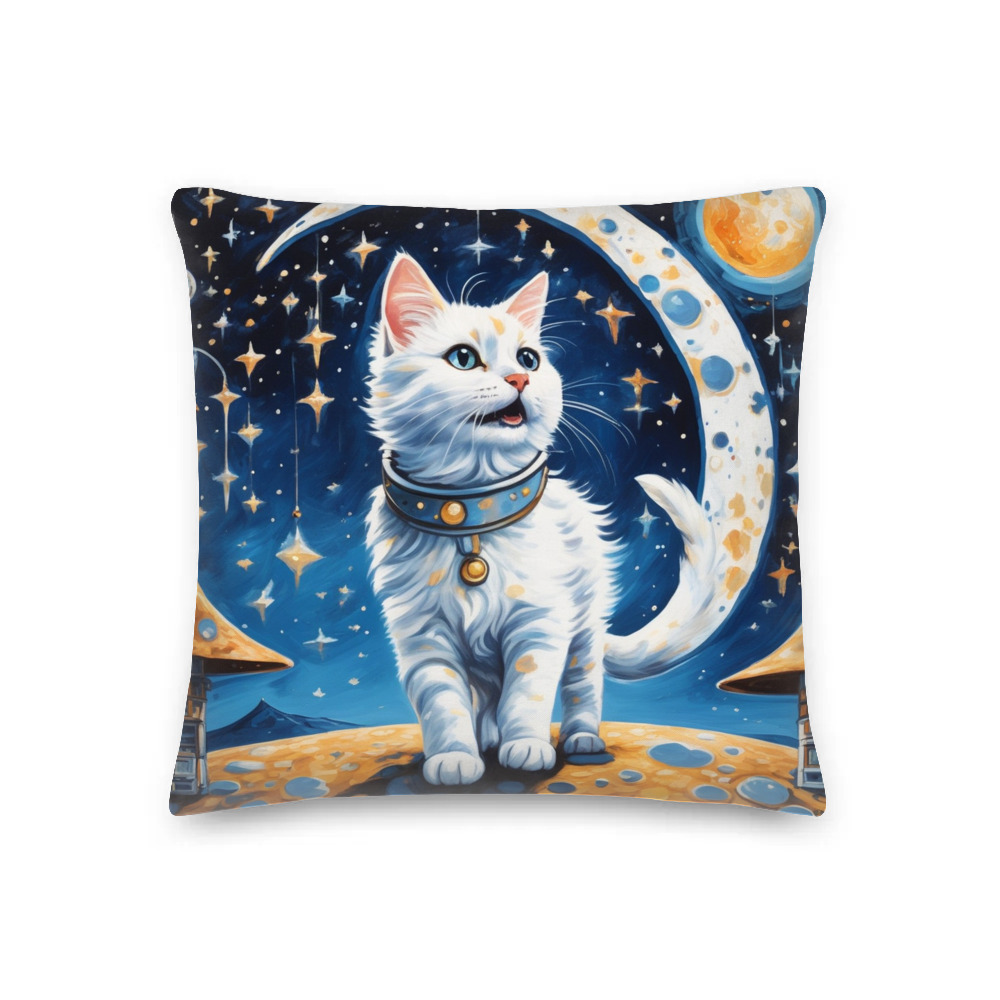 PugMug Custom White Companion Cat Premium Pillow