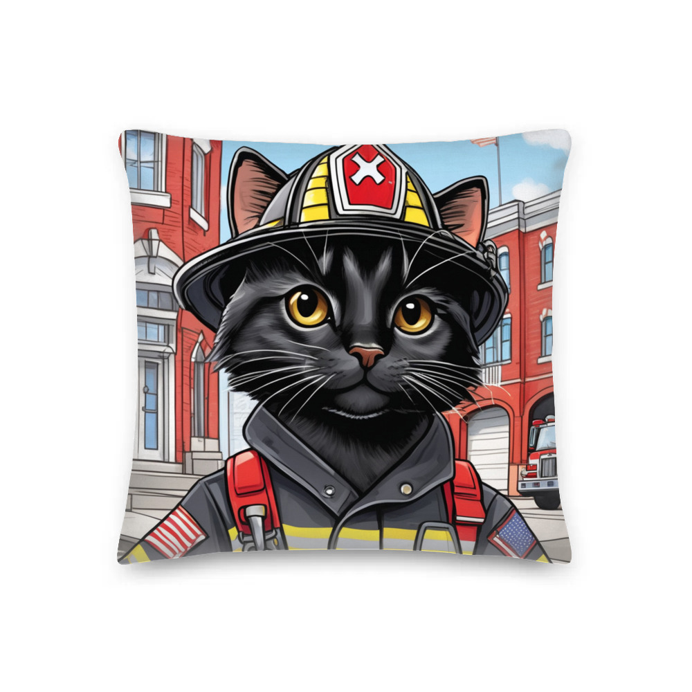 PugMug Custom Black Companion Cat Premium Pillow