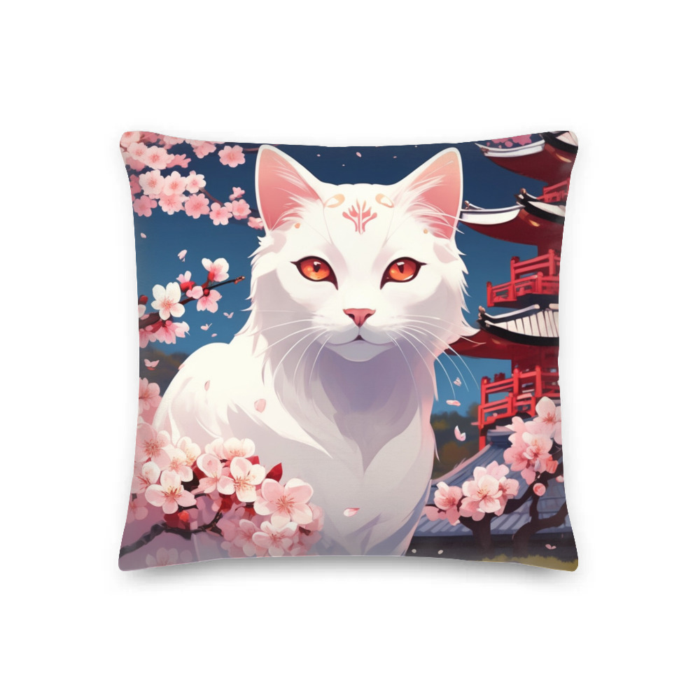 PugMug Custom White Companion Cat Premium Pillow