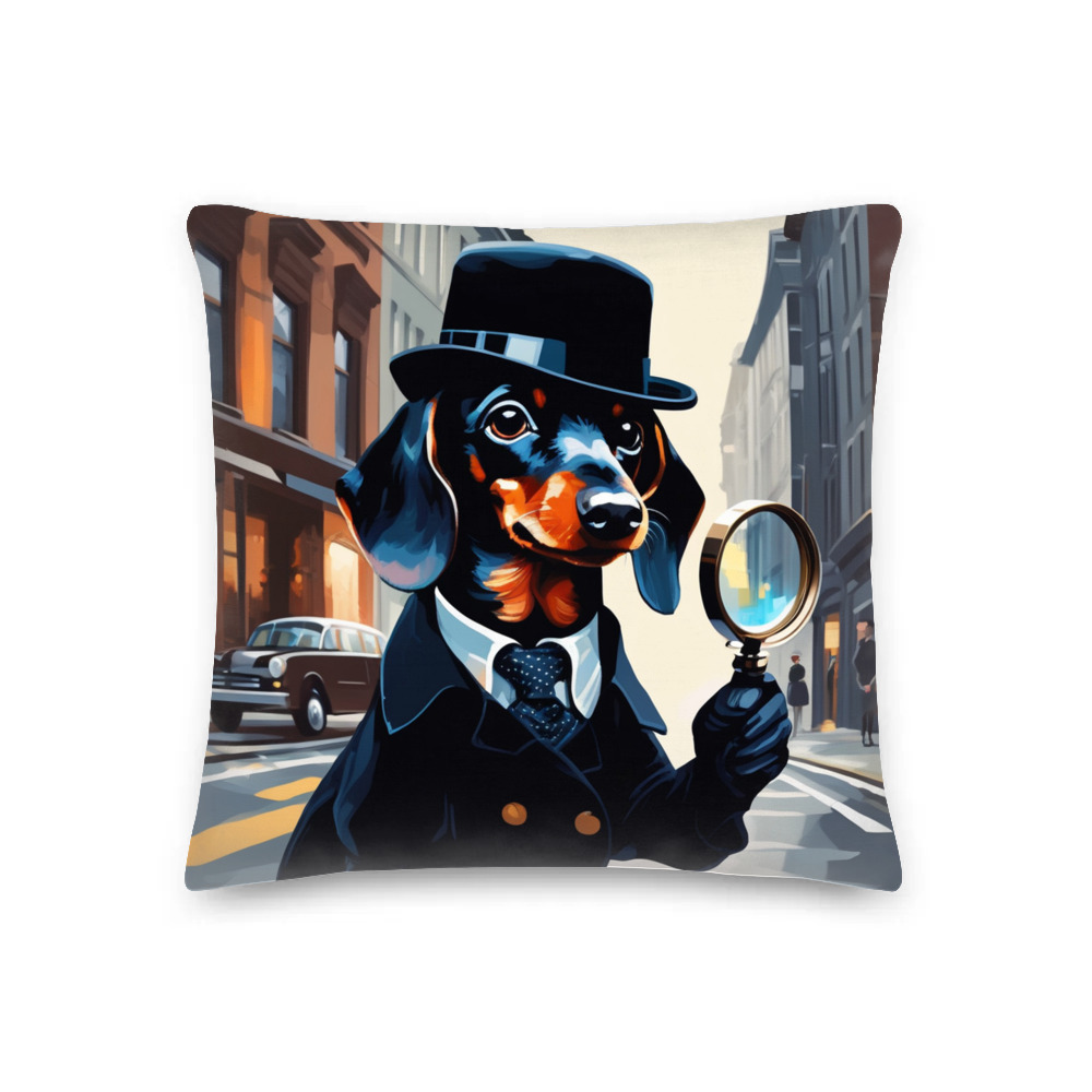 PugMug Custom Black Dachshund Premium Pillow