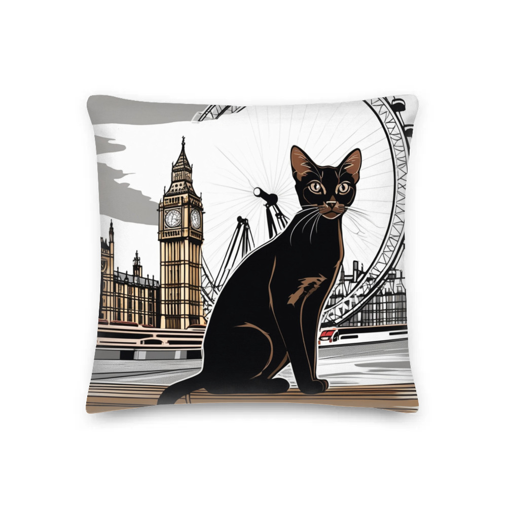 PugMug Custom Black Abyssinian Cat Premium Pillow