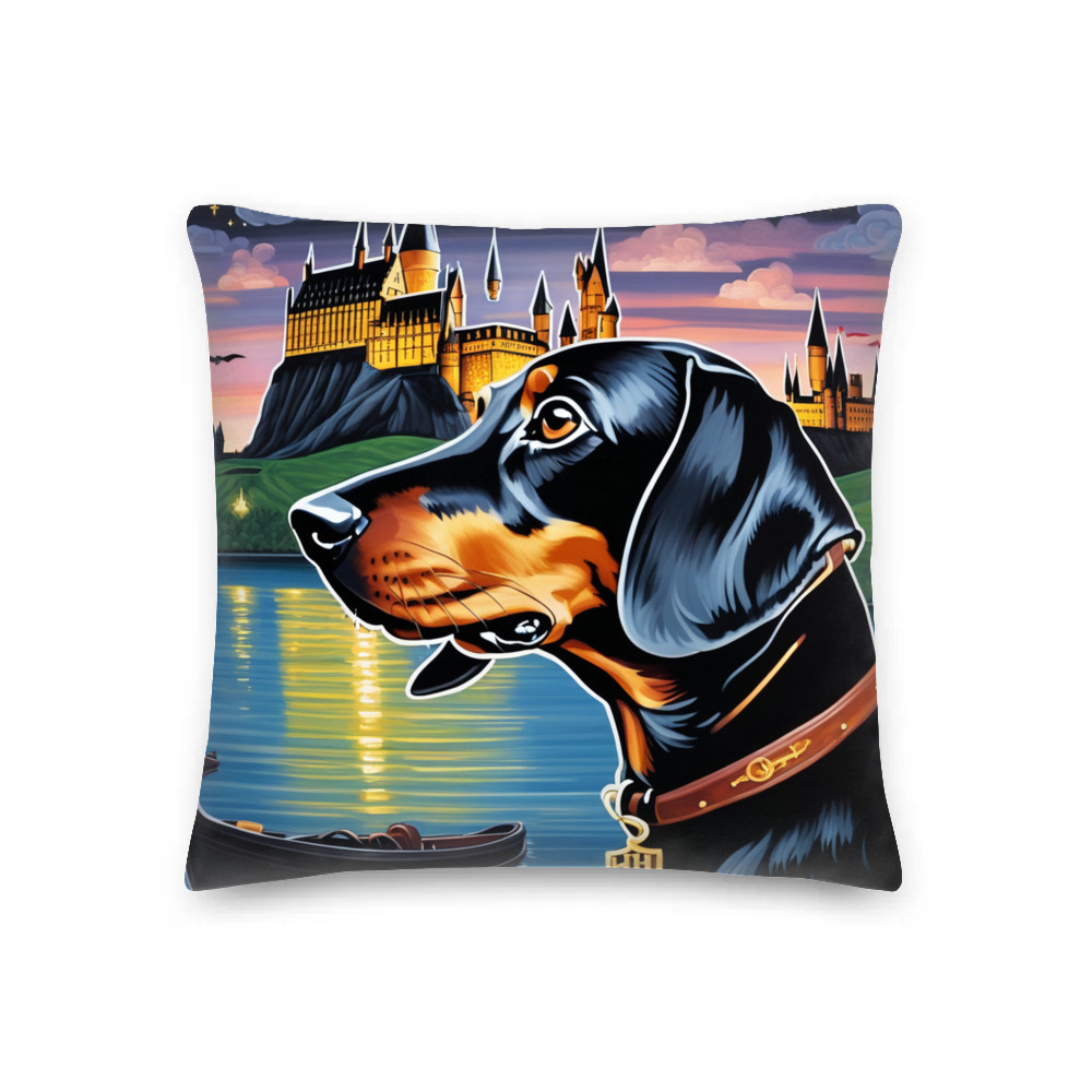 PugMug Custom Black Dachshund Premium Pillow