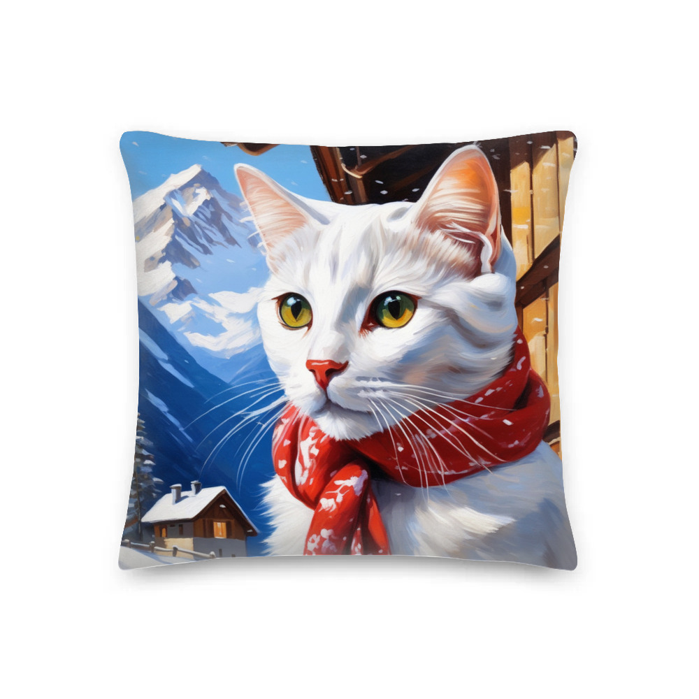 PugMug Custom White Companion Cat Premium Pillow