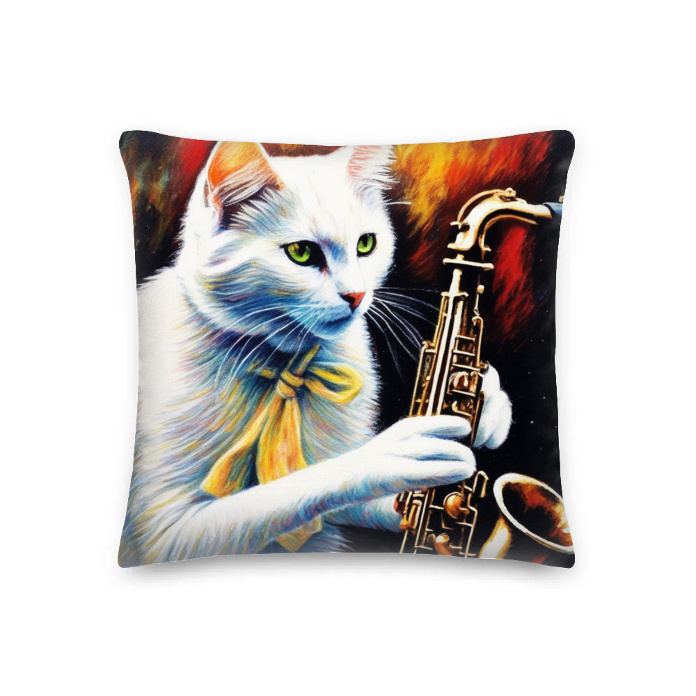 PugMug Custom White Companion Cat Premium Pillow