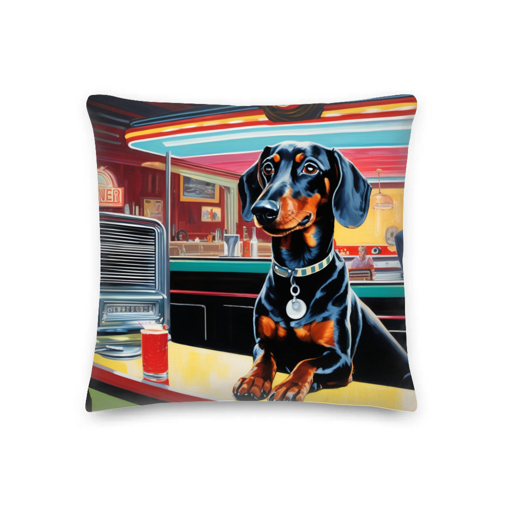 PugMug Custom Black Dachshund Premium Pillow
