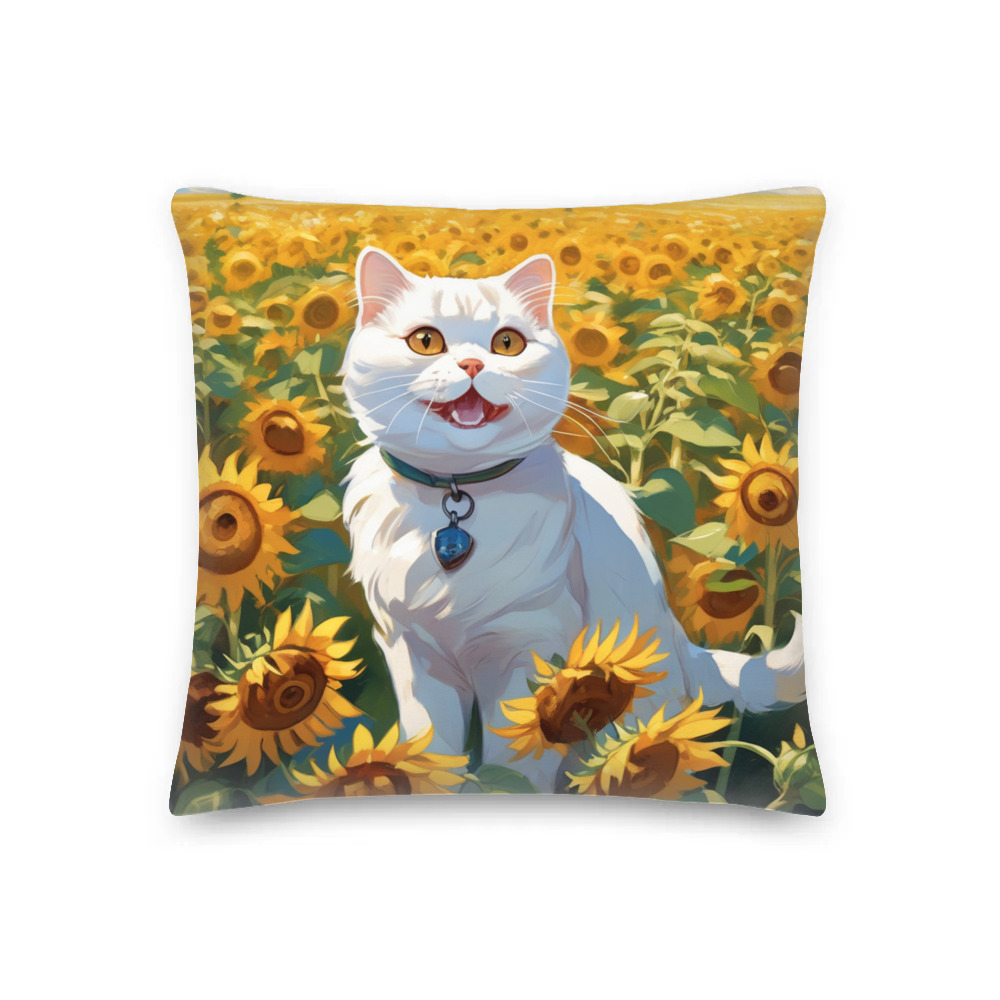 PugMug Custom White Scottish Fold Cat Premium Pillow