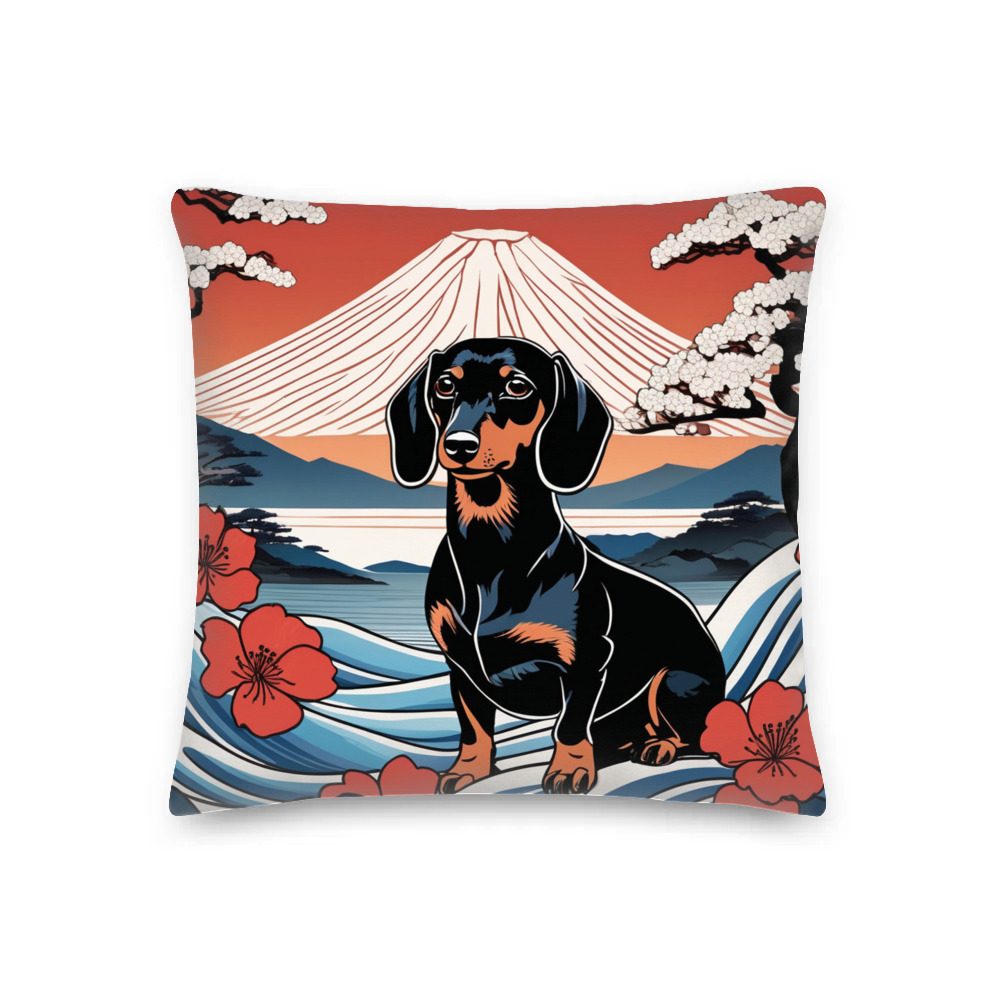 PugMug Custom Black Dachshund Premium Pillow