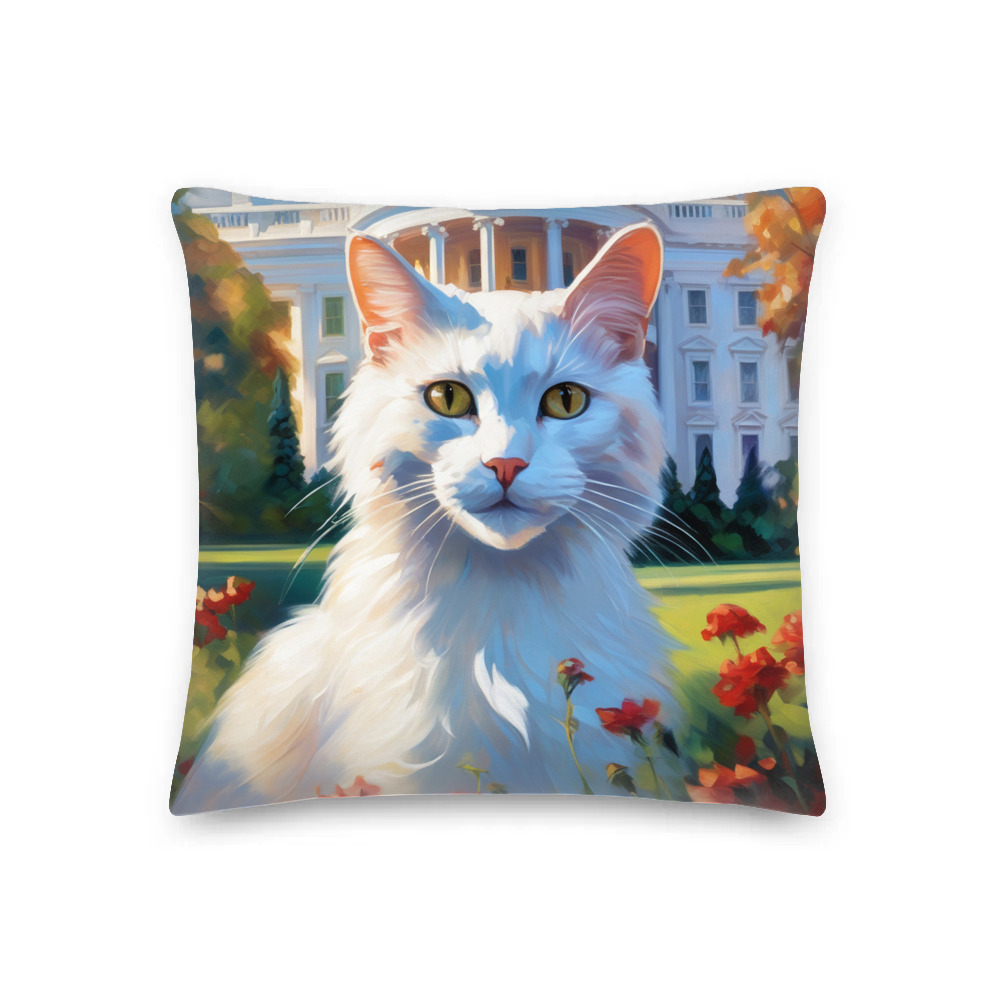 PugMug Custom White Companion Cat Premium Pillow