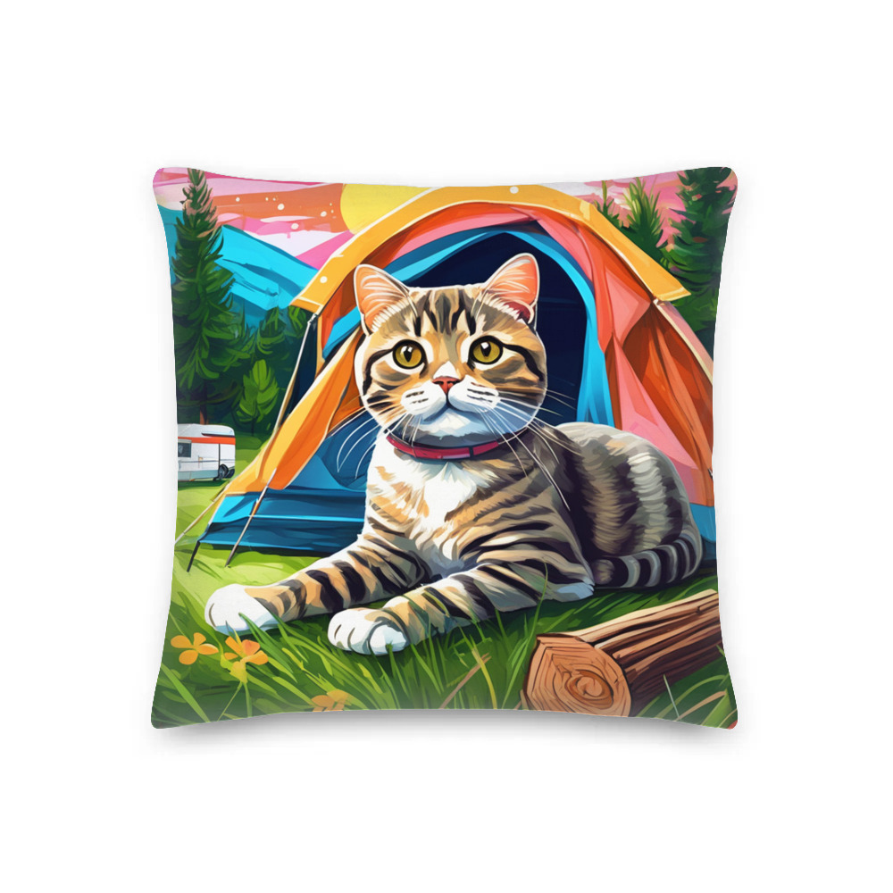 PugMug Custom Tabby Scottish Fold Cat Premium Pillow