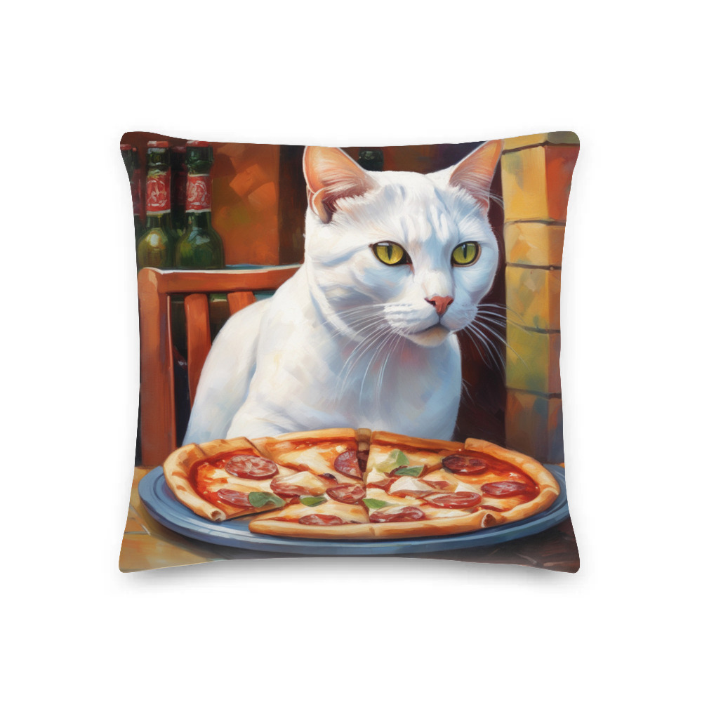 PugMug Custom White Exotic Cat Premium Pillow