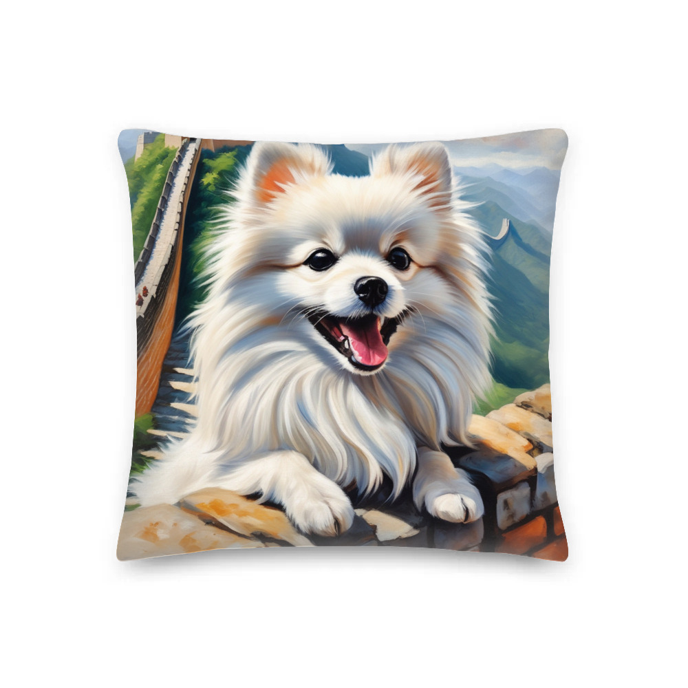 PugMug Custom White Pomeranian Premium Pillow