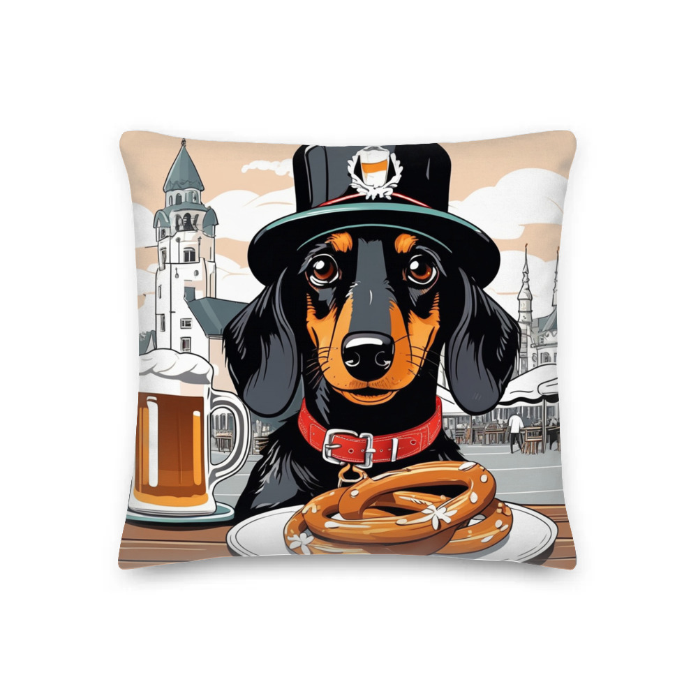 PugMug Custom Black Dachshund Premium Pillow