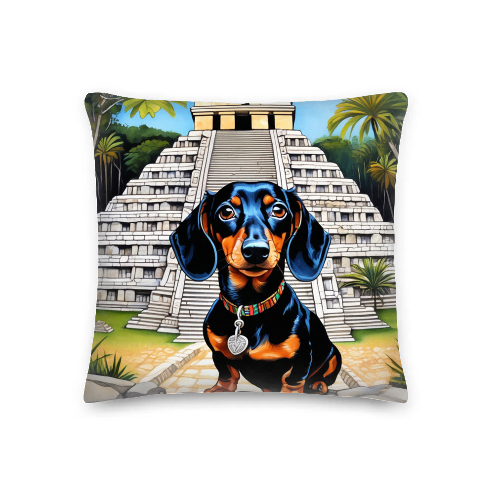 PugMug Custom Black Dachshund Premium Pillow